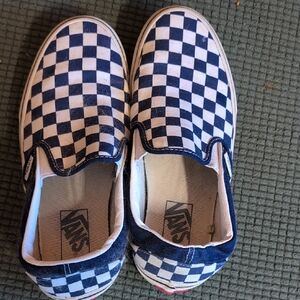 Vans Blue and White Checkerboard Sneakers